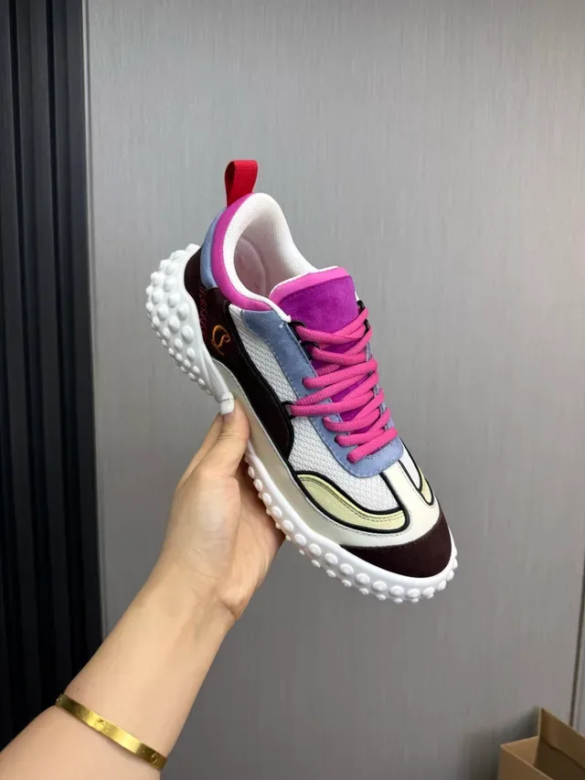 Christian Louboutin Blanc Violet Bulbeux Podded Semelle Multi-Panneaux Patchwork Supérieur Lifestyle Sneakers 8