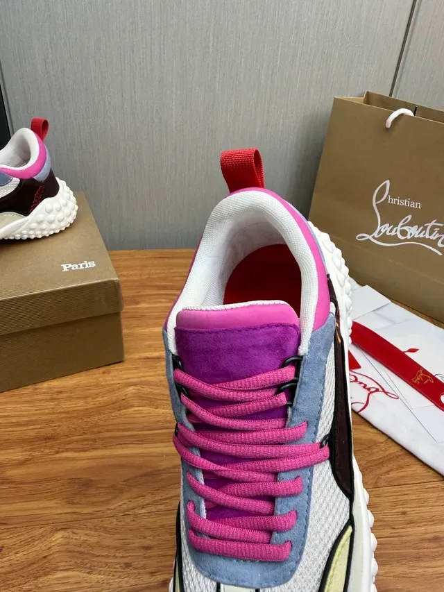 Christian Louboutin Blanc Violet Bulbeux Podded Semelle Multi-Panneaux Patchwork Supérieur Lifestyle Sneakers 9