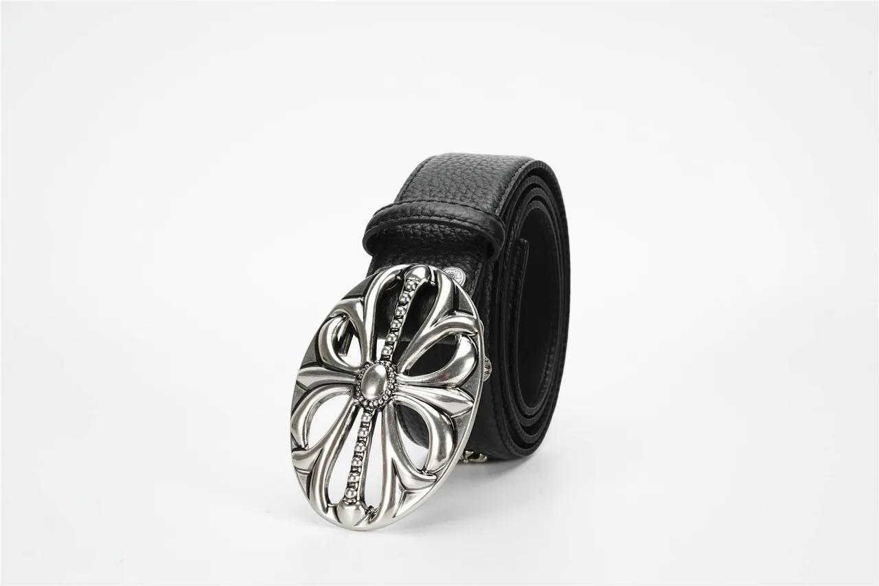 Chrome Hearts Ceinture en Cuir Texturé Noir Argent avec Boucle Ornamentée 6
