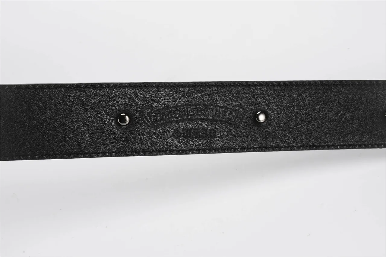 Chrome Hearts Ceinture en Cuir Texturé Noir Argent avec Boucle Ornamentée 7