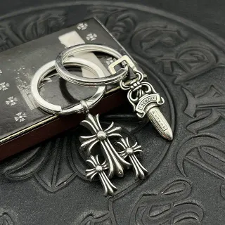 Chrome Hearts Cross and Dagger Silver Antique Finish Gothic Charms Bracelet