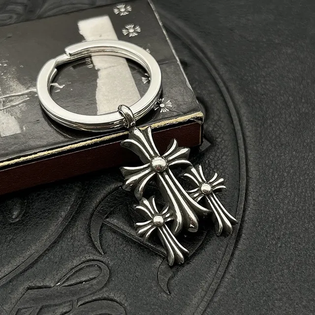 Chrome Hearts Croix et Dague Argent Finition Antique Charms Gothiques Bracelet 6