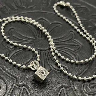 Chrome Hearts ক্রস কিউব পেন্ডেন্ট বল চেইন নেকলেস