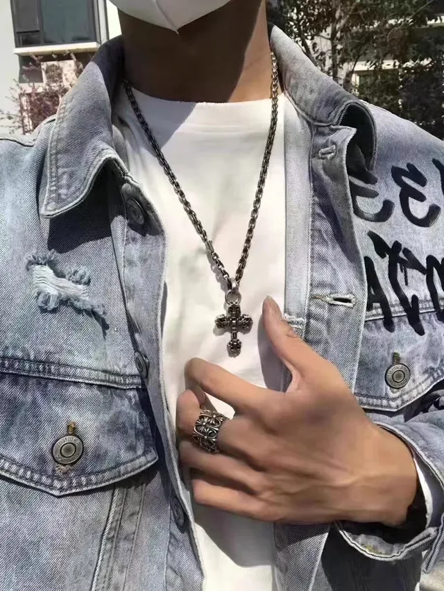 Chrome Hearts Cross Pendant Silver-Toned Ornate Necklace 2