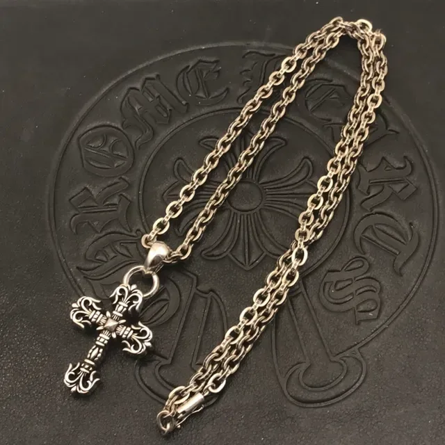 Chrome Hearts Cross Pendant Silver-Toned Ornate Necklace 9