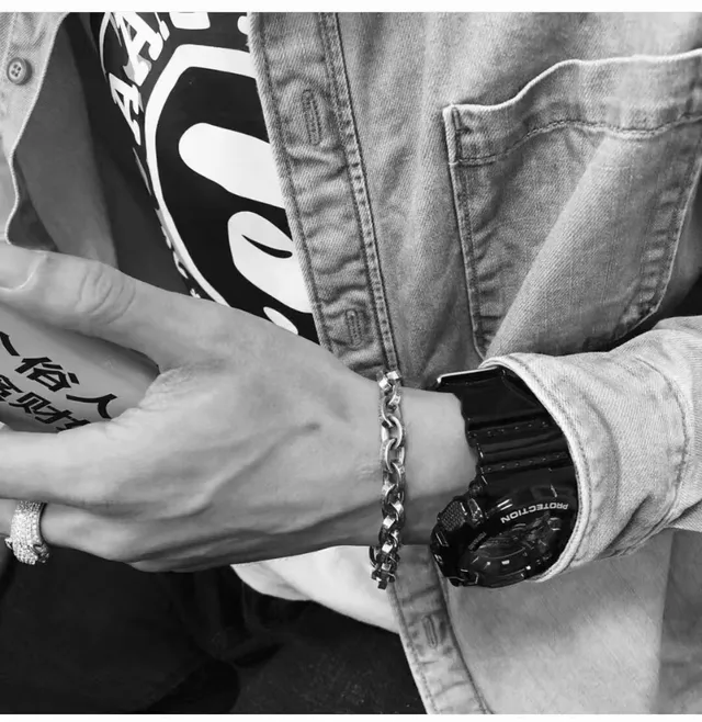 Chrome Hearts Curb Link Pulseira De Tom Prateado De Metal Pulseira 2