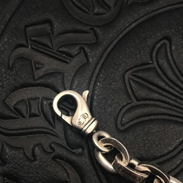Chrome Hearts Curb Link Pulseira De Tom Prateado De Metal Pulseira 7