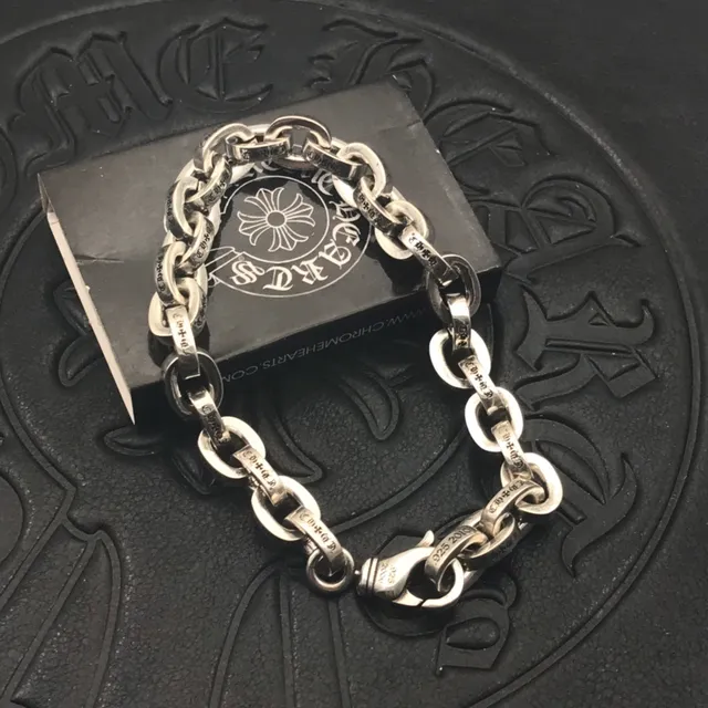 Chrome Hearts Curb Link Pulseira De Tom Prateado De Metal Pulseira 8