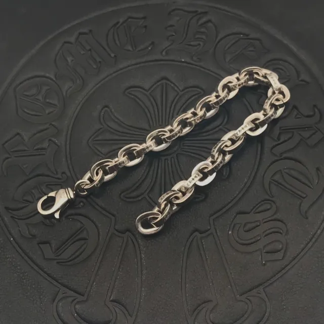 Chrome Hearts Curb Link Pulseira De Tom Prateado De Metal Pulseira 9