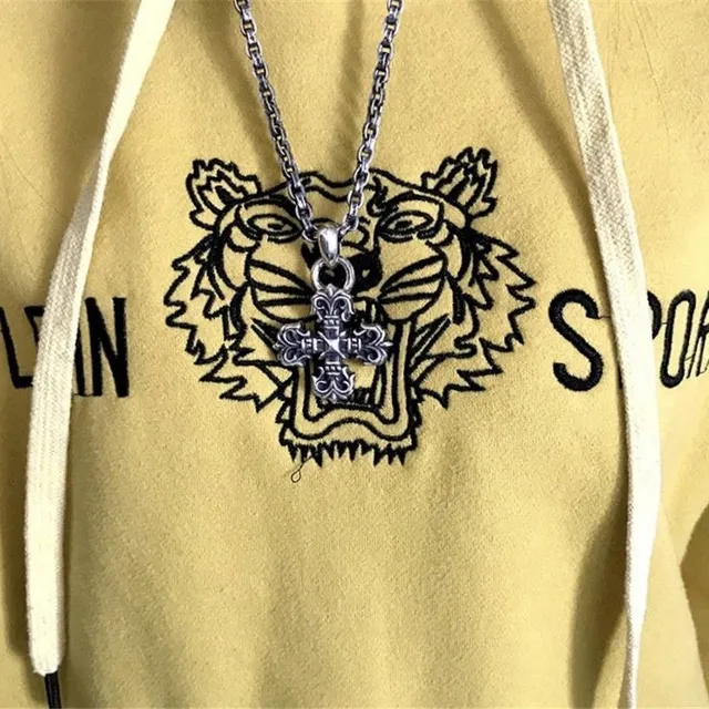 Chrome Hearts Fleur de Lis Cross Silver-Tone Necklace 2