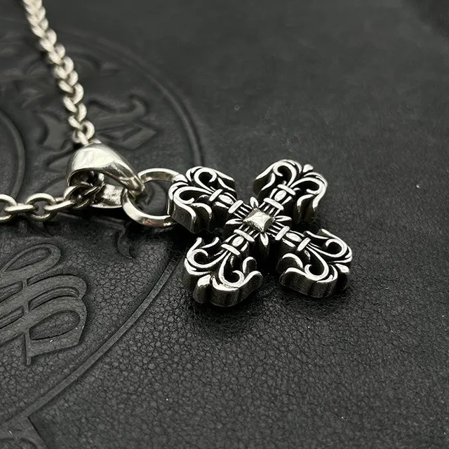 Chrome Hearts Fleur de Lis Cross Silver-Tone Necklace 4