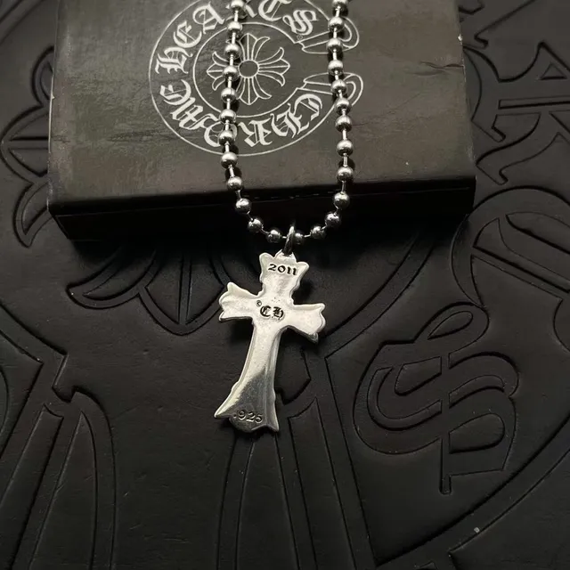 Colar Corrente Bola Prata Chrome Hearts Cruz Gótico 3