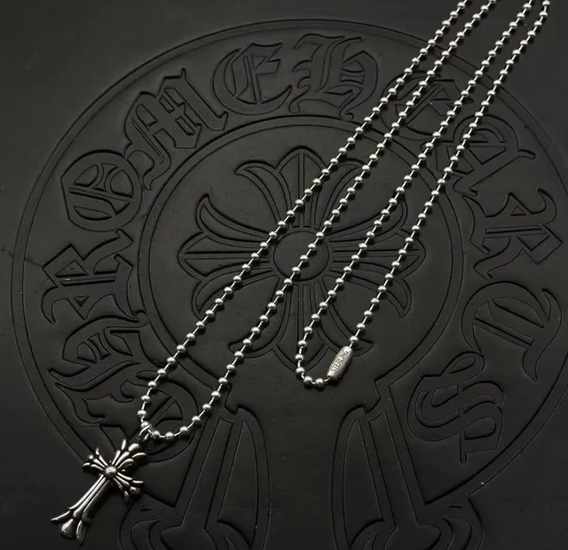Colar Corrente Bola Prata Chrome Hearts Cruz Gótico 5