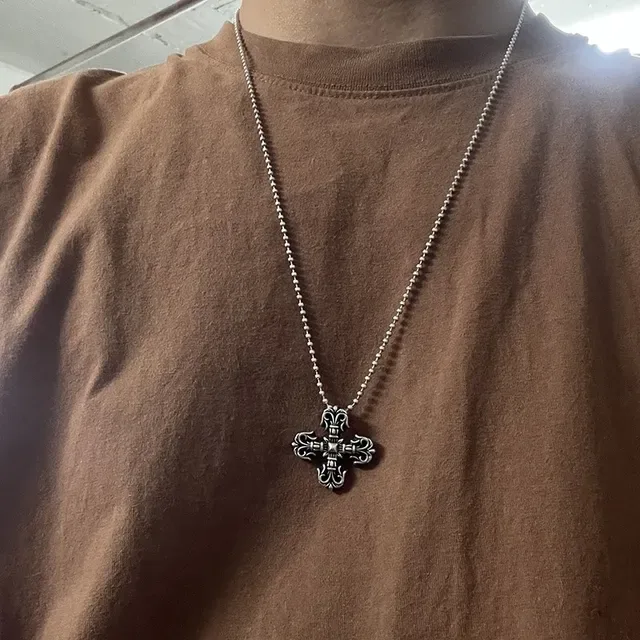 Chrome Hearts Ornate Fleur de Lis Cross Silver Necklace 2