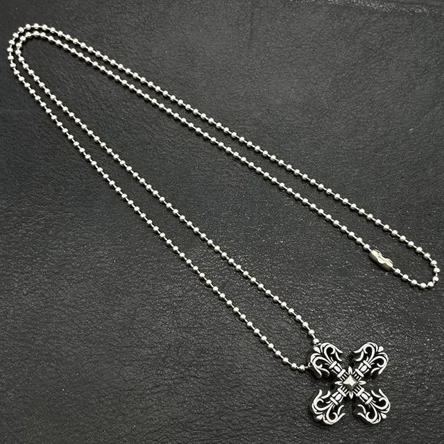 Chrome Hearts Ornate Fleur de Lis Cross Silver Necklace 3