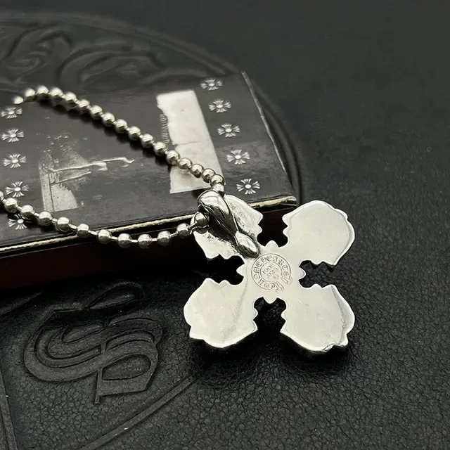 Chrome Hearts Ornate Fleur de Lis Cross Silver Necklace 4