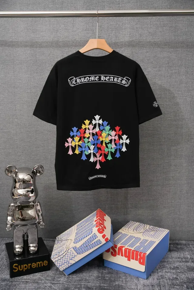 Chrome Hearts सफेद एम्ब्रॉयडर्ड लोगो पॉकेट टी-शर्ट 2