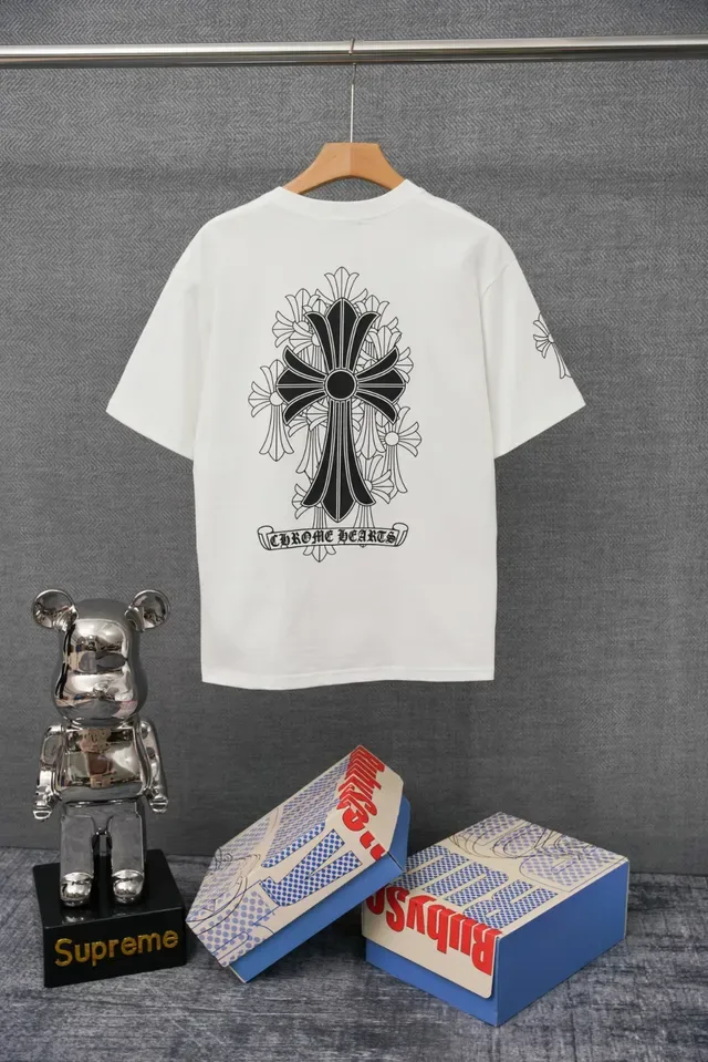 Chrome Hearts Pocket White Black Crew Neck Front T-Shirt 4
