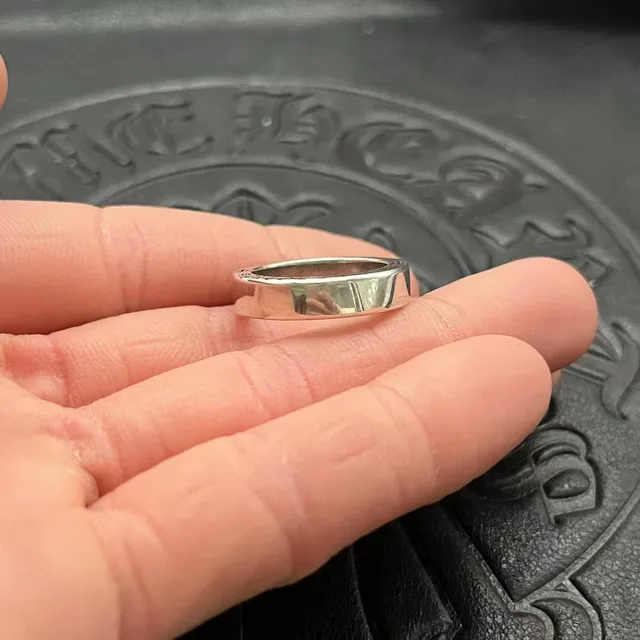 Chrome Hearts Silver Black Wide Band Engraved Text Ring 3