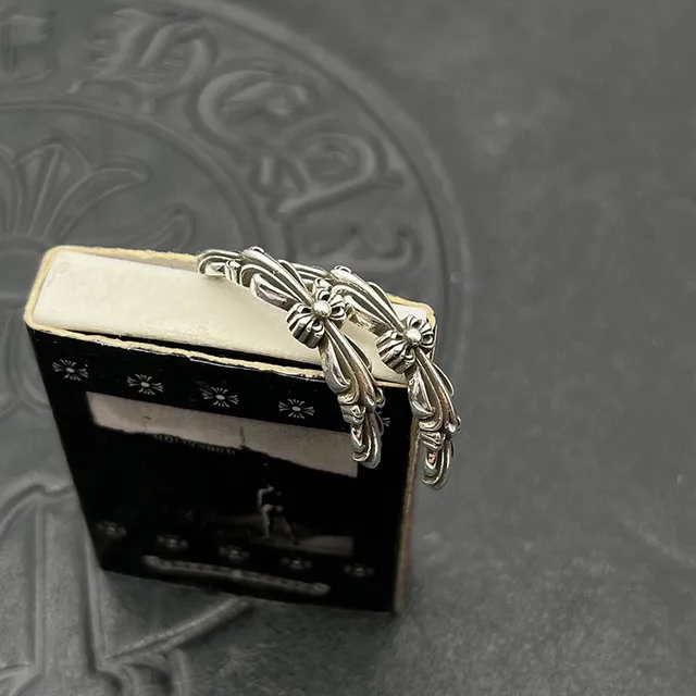 Chrome Hearts Silver Sculpted Metal Gothic Earrings 2