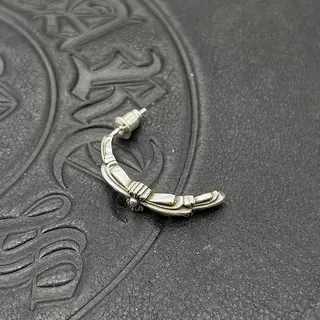 Chrome Hearts Silver Sculpted Metal Gothic Earrings 3