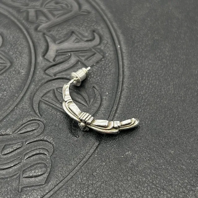 Chrome Hearts Silver Sculpted Metal Gothic Earrings 6