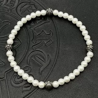 Chrome Hearts Bracelet avec perle turquoise et charm en argent fluted 4