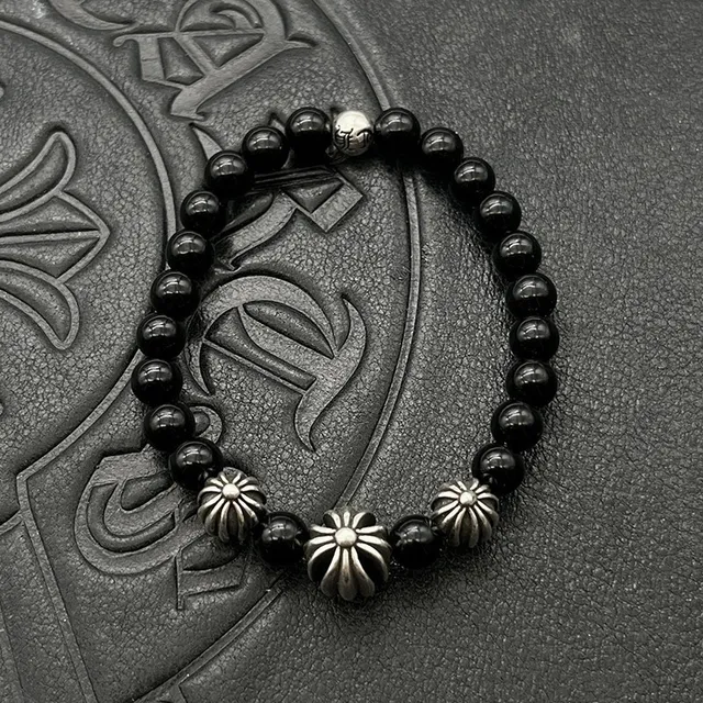 Chrome Hearts Bracelet avec perle turquoise et charm en argent fluted 6