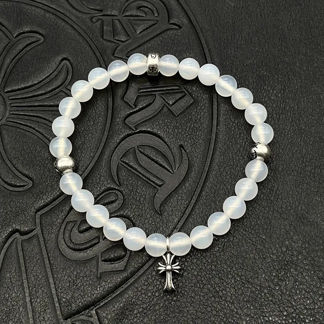 Chrome Hearts Bracelet avec perle turquoise et charm en argent fluted 9