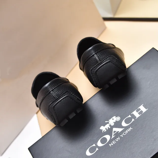 Coach Black Pebbled Leather C-Medallion Loafers 2
