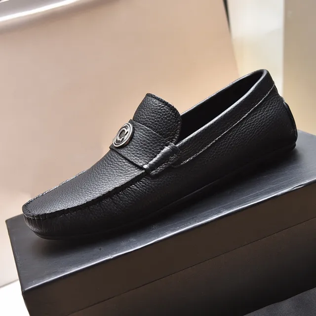 Coach Black Pebbled Leather C-Medallion Loafers 5