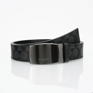 Coach Signature Monogram Black Leather Belt