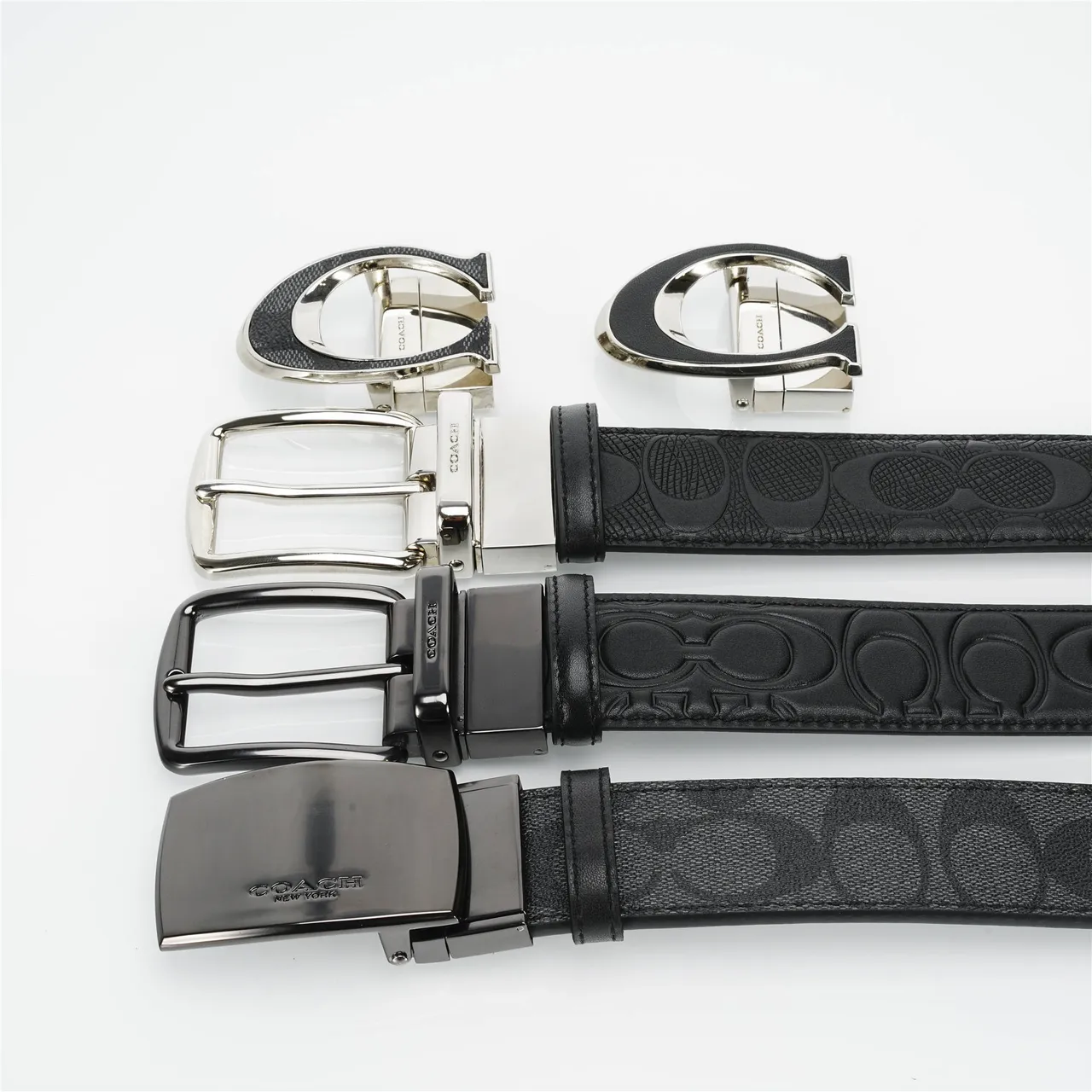 Coach Signature Monogram Black Leather Belt 2