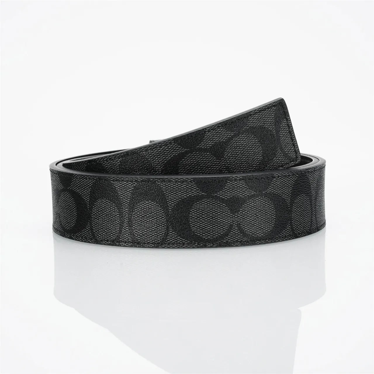 Coach Signature Monogram Black Leather Belt 3