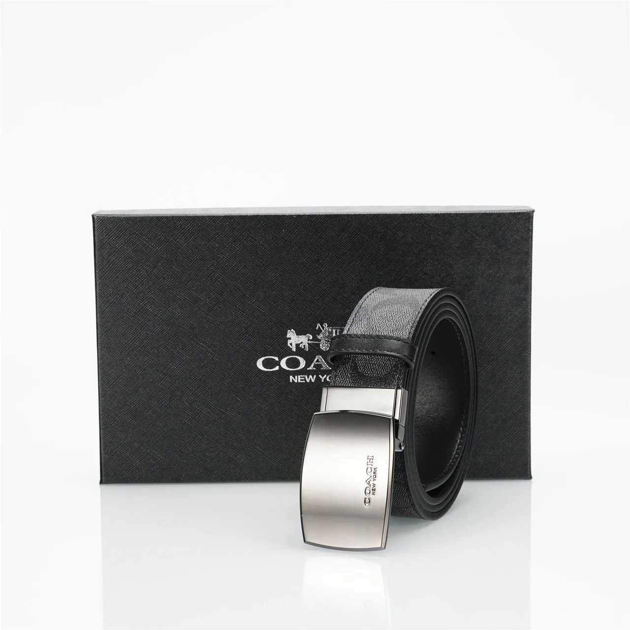 Coach Signature Monogram Black Leather Belt 5