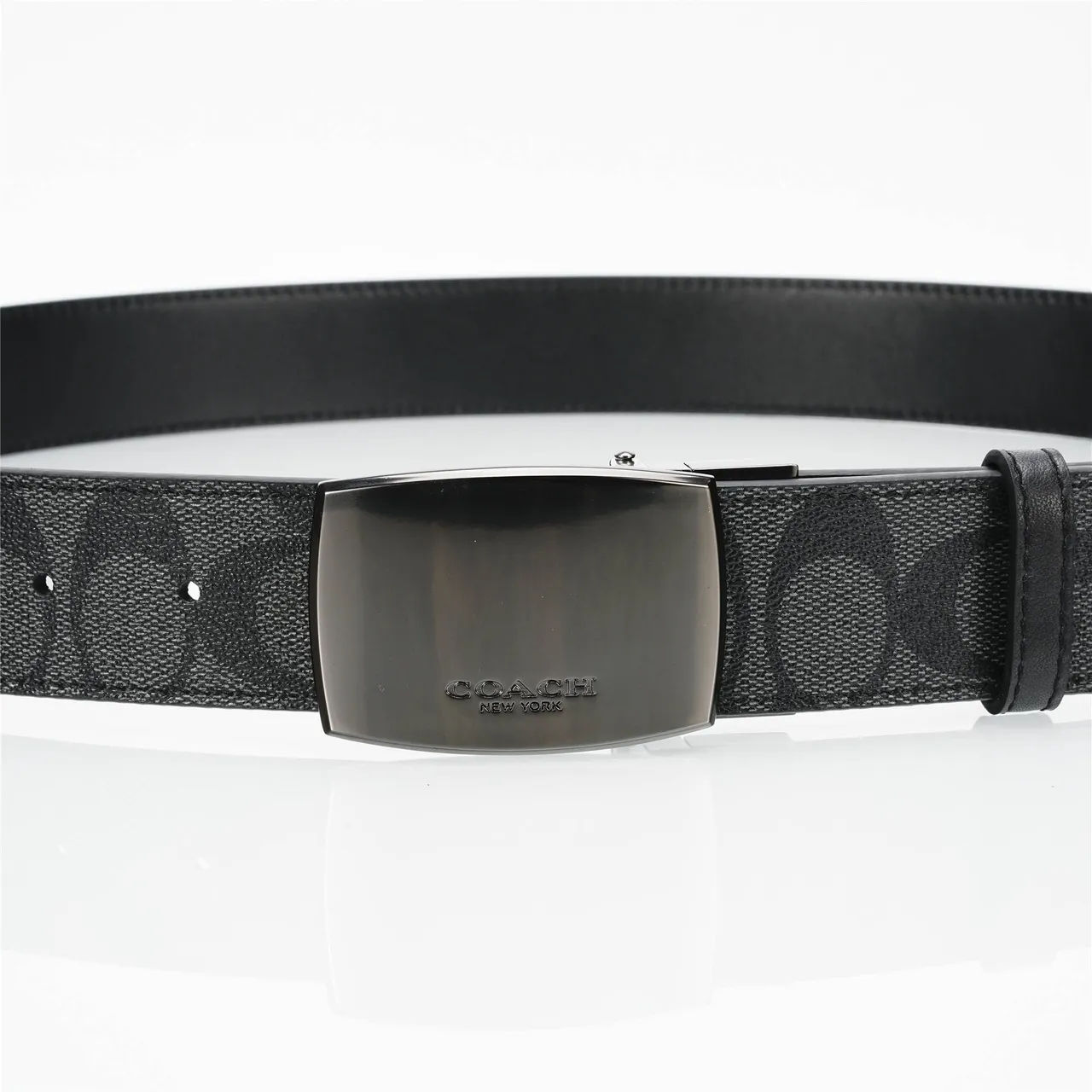 Coach Signature Monogram Black Leather Belt 8
