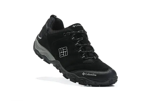 Columbia Black Gray Low-Cut Hiking Boot Synthetic Suede Upper Sneakers 3