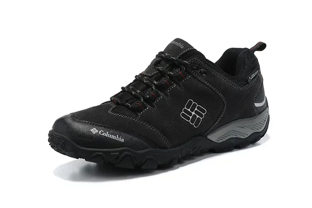 Columbia Black Gray Low-Cut Hiking Boot Synthetic Suede Upper Sneakers 9