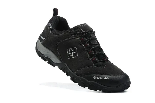 Columbia Black Gray Low-Cut Hiking Boot Synthetic Suede Upper Sneakers 10