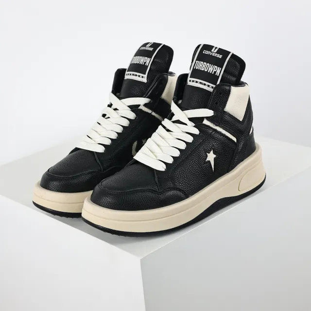 Converse Black Beige High-Top Textured Leather Lifestyle Sneakers 2