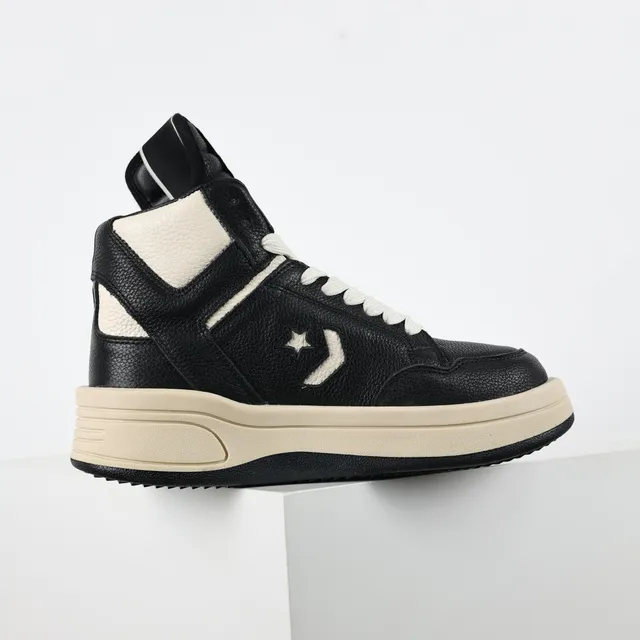 Converse Black Beige High-Top Textured Leather Lifestyle Sneakers 7