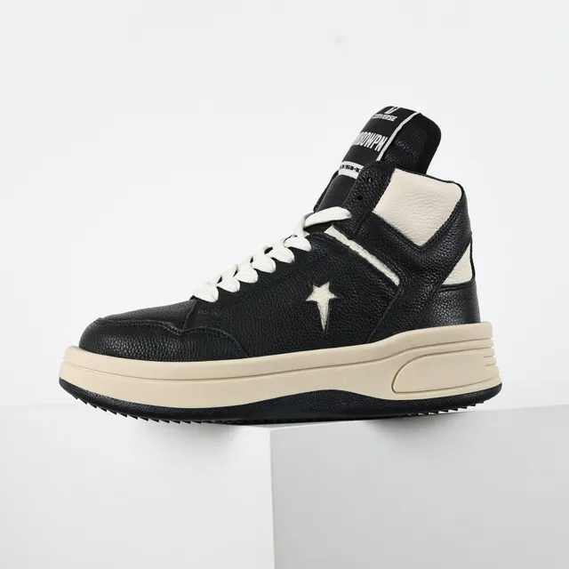 Converse Black Beige High-Top Textured Leather Lifestyle Sneakers 9