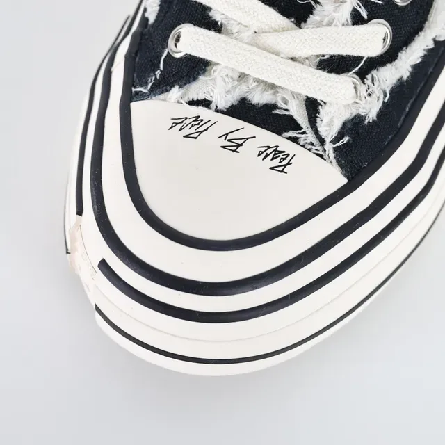 Converse Black White Deconstructed Frayed Collar Lifestyle Sneakers 5