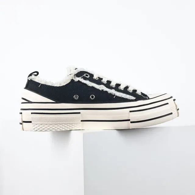 Converse Black White Deconstructed Frayed Collar Lifestyle Sneakers 7