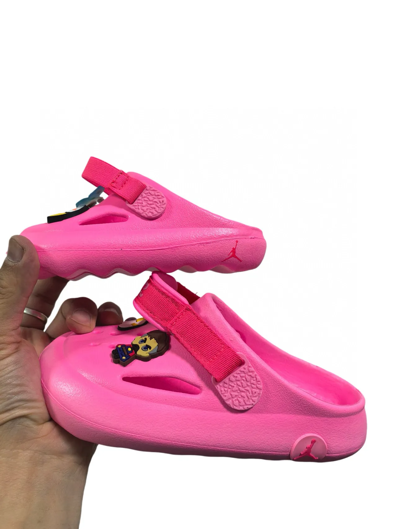 Crocs Beige Noir Mousse Moulée Lanière Ajustable Sabot 14