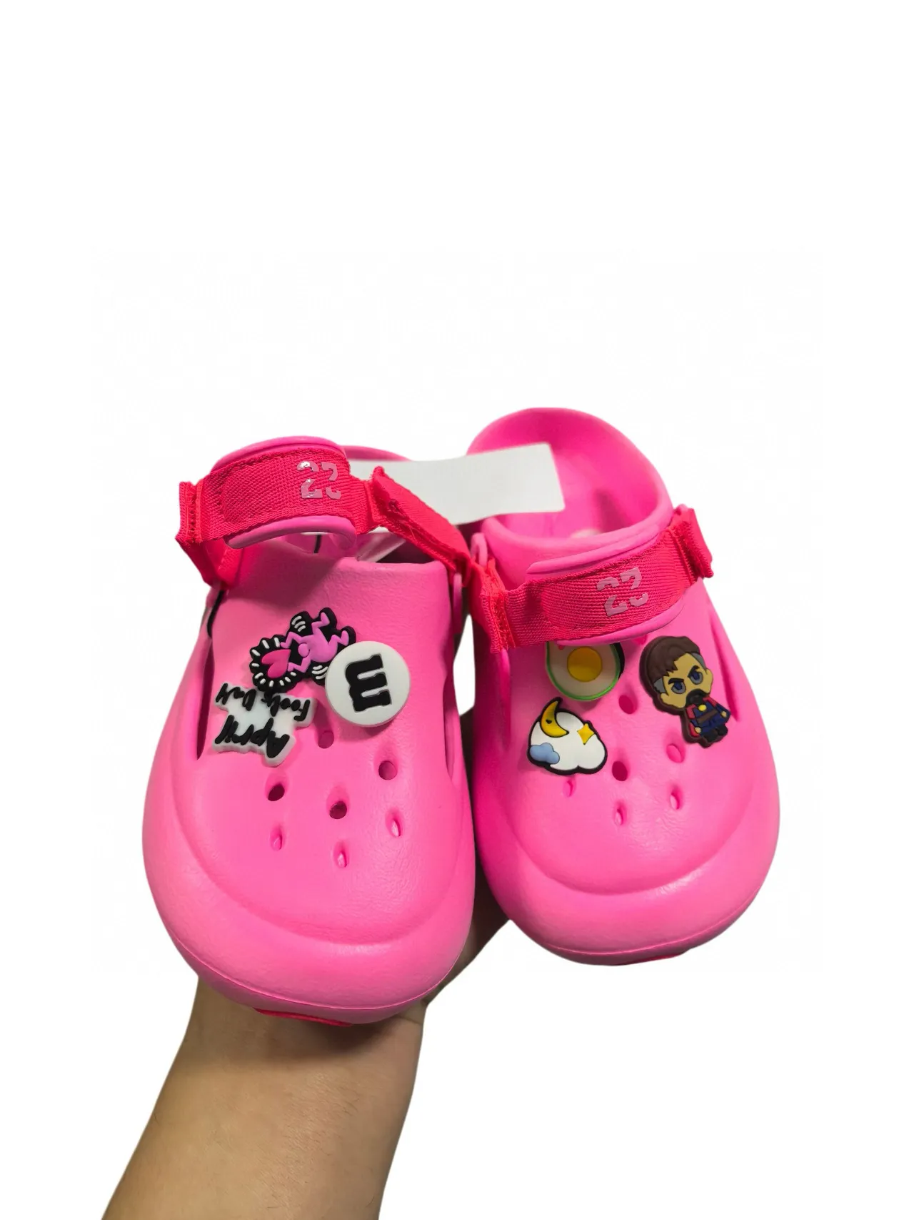 Crocs Beige Noir Mousse Moulée Lanière Ajustable Sabot 15