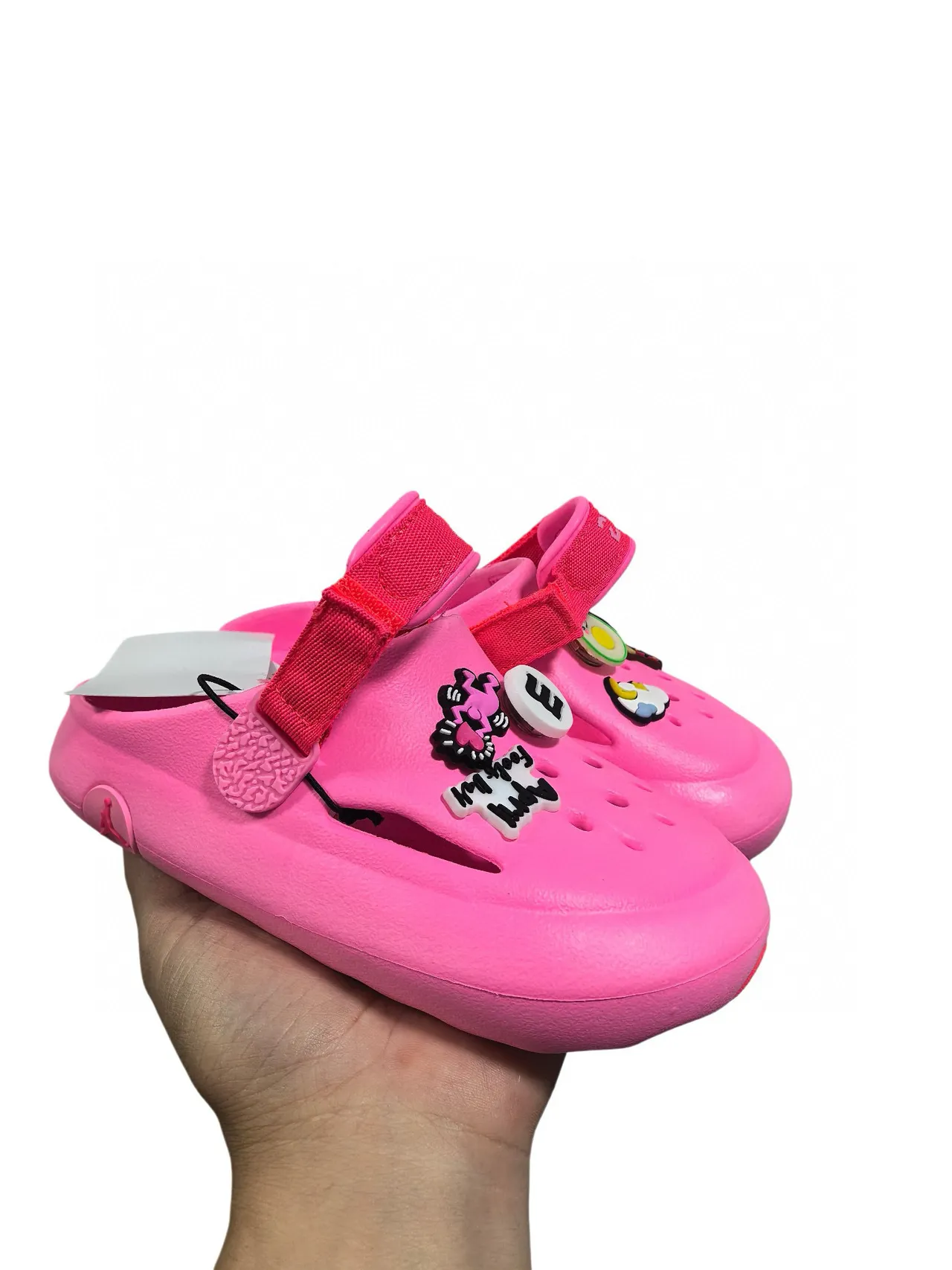 Crocs Beige Noir Mousse Moulée Lanière Ajustable Sabot 16