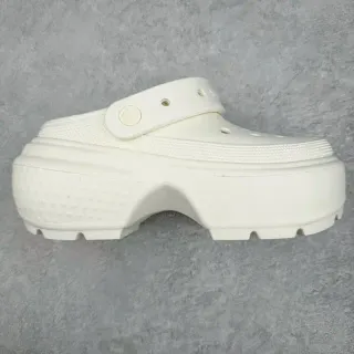 Crocs White Platform Sole Perforated Upper Clog