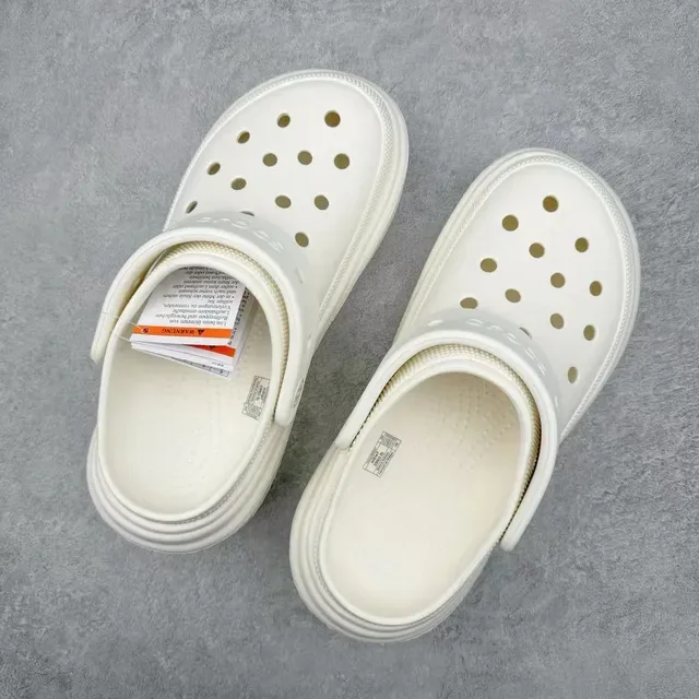 Crocs Zueco Blanco Suela Plataforma Superior Perforado 8