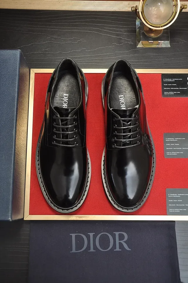 Christian Dior Glossy Black Cap-Toe Oxford Shoes 5